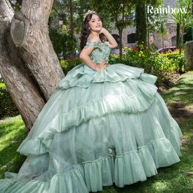 

High Quality Quinceneara Dress Organza With Embroidery Bead Ballgown Sleeveless V-Neck Prom Gown Customized Vestido De Noche