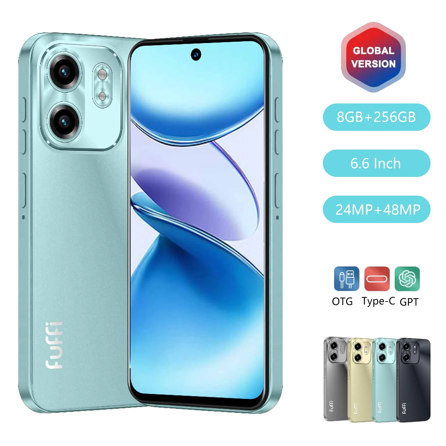 FUFFI X7 Pro Smartphones Cellphone Android 12 6.56 inch Screen,12+512GB 24+48MP Mobile phones 5800mAh Google Play Store Phone