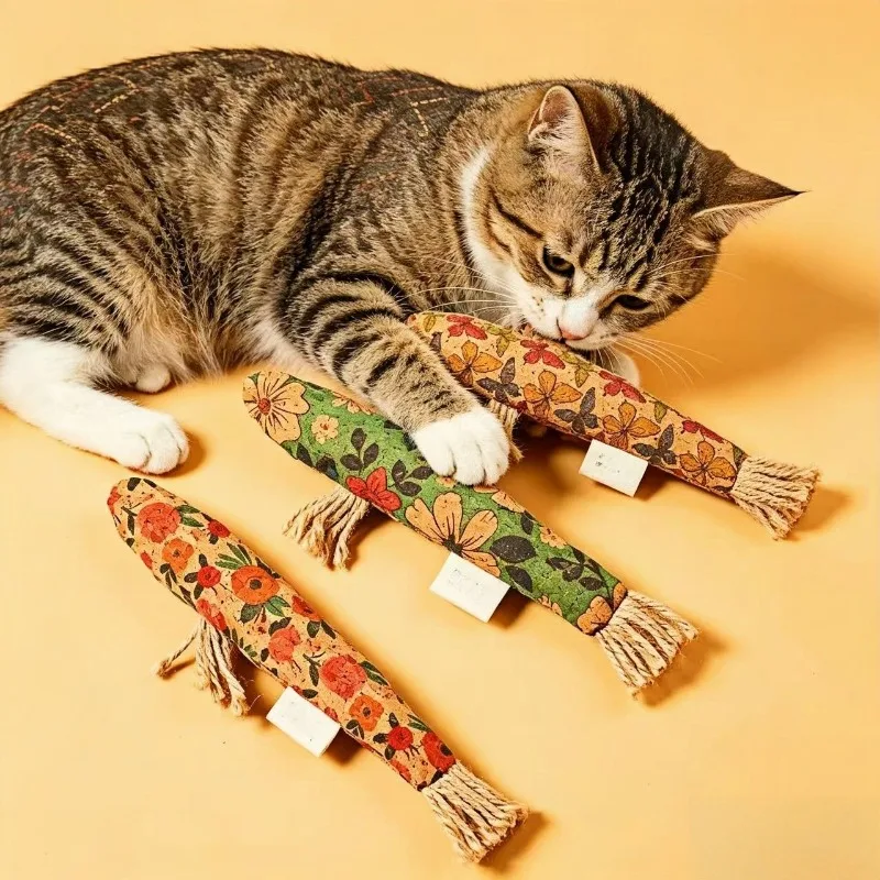 Brinquedo Interativo Macio de Matatabi Natural para Gatos - Peixe para Gatinhos, para Mastigar e Aliviar o Tédio - Produtos para Animais de Estimação