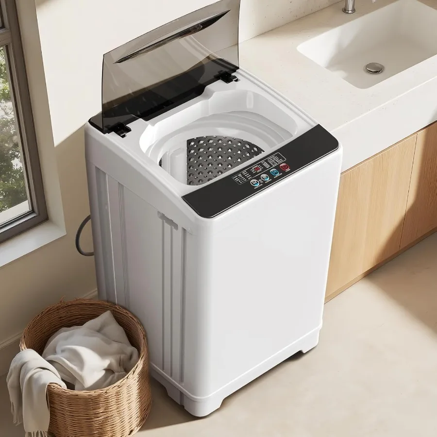 غسالة محمولة بوزن 18 رطلًا بسعة 2.4 قدم مكعبًا، غسالة أوتوماتيكية بالكامل مع مضخة تصريف، غسالة ومجفف أوتوماتيكية مع 10 غسيل #5