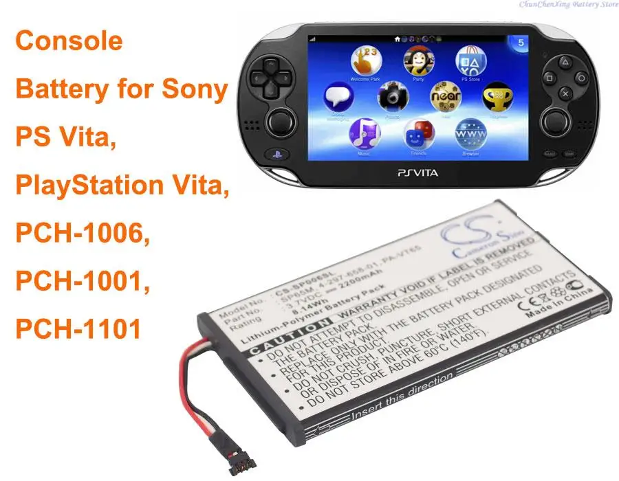 Cameron Sino 2200mAh Battery 4-297-658-01, PA-VT65, SP65M for Sony PCH-1001, PCH-1006, PCH-1101, PlayStation Vita, PS Vita