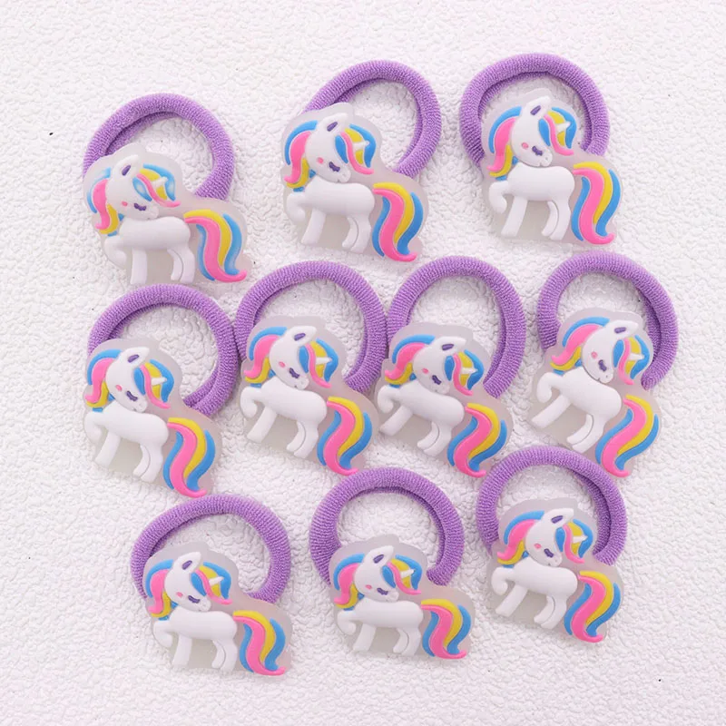 

10Pcs/Set Nightlight Unicorn Children Elastic Hair Bands Ponytail Holder Hair Ties Headband Scrunchie Hair Accessories for Girl