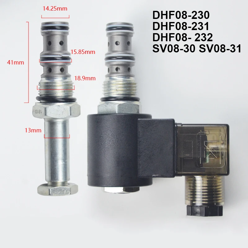 

2-Position 3-Way Threaded Hydraulic Cartridge Solenoid Operated Directional Valve DHF08-230 DHF08-231 DHF08- 232 SV08-30 SV08-31