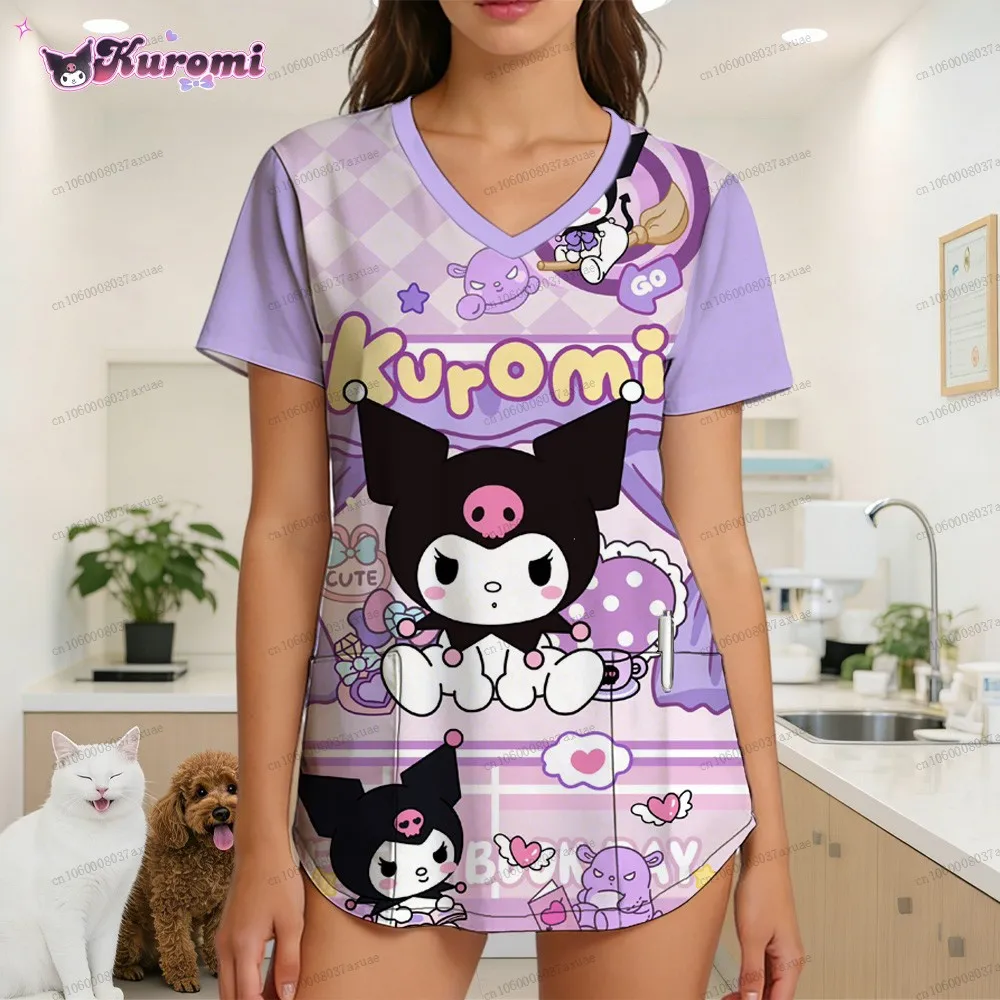 

Kawaii Clothes 2026 Y2k Women's T-shirt New Arrivals Polka Dot Summer for Pet Shop Kuromi Cuteore Nurse Uniform Graphic T Shirts