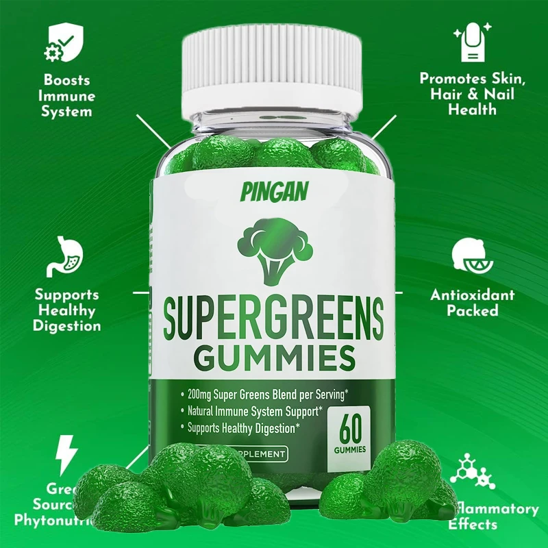 Supergreens 60 Pills - Daily Green Superfood Supplement Spinach, Broccoli, Moringa, Beetroot,Celery,Green Tea, and Assay, Immune