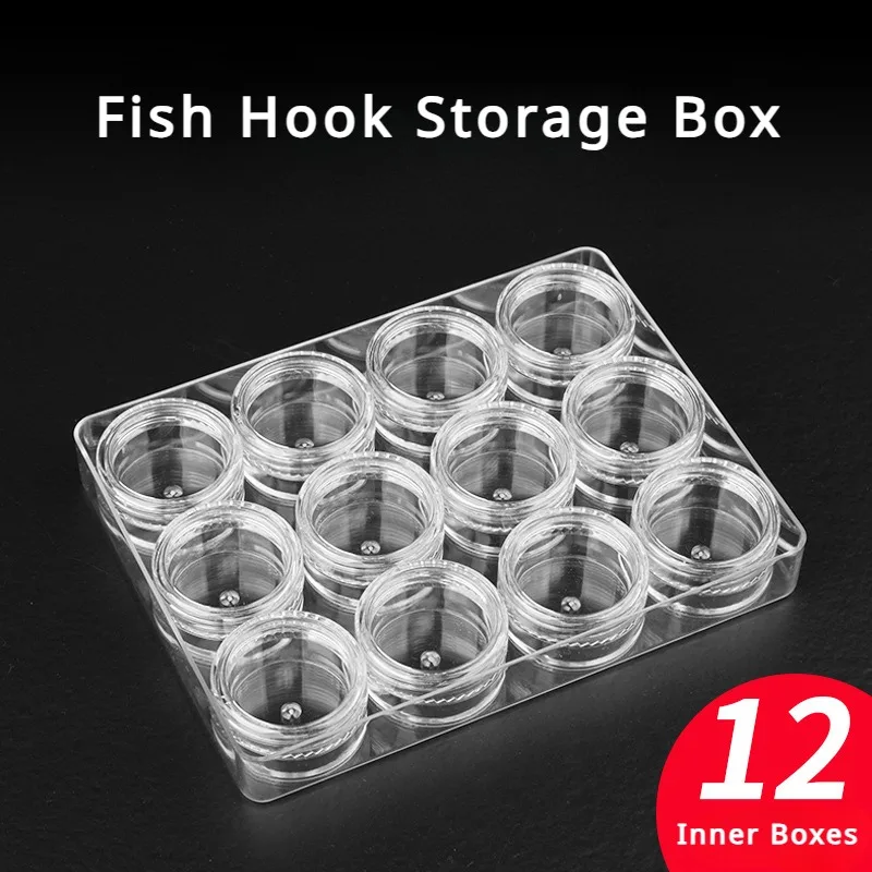 12PCS Fish Hook Box Organizer Pressure Resistant Double Sided Waterproof Multi-functional Fishing Gear Accessories Tool Supplies