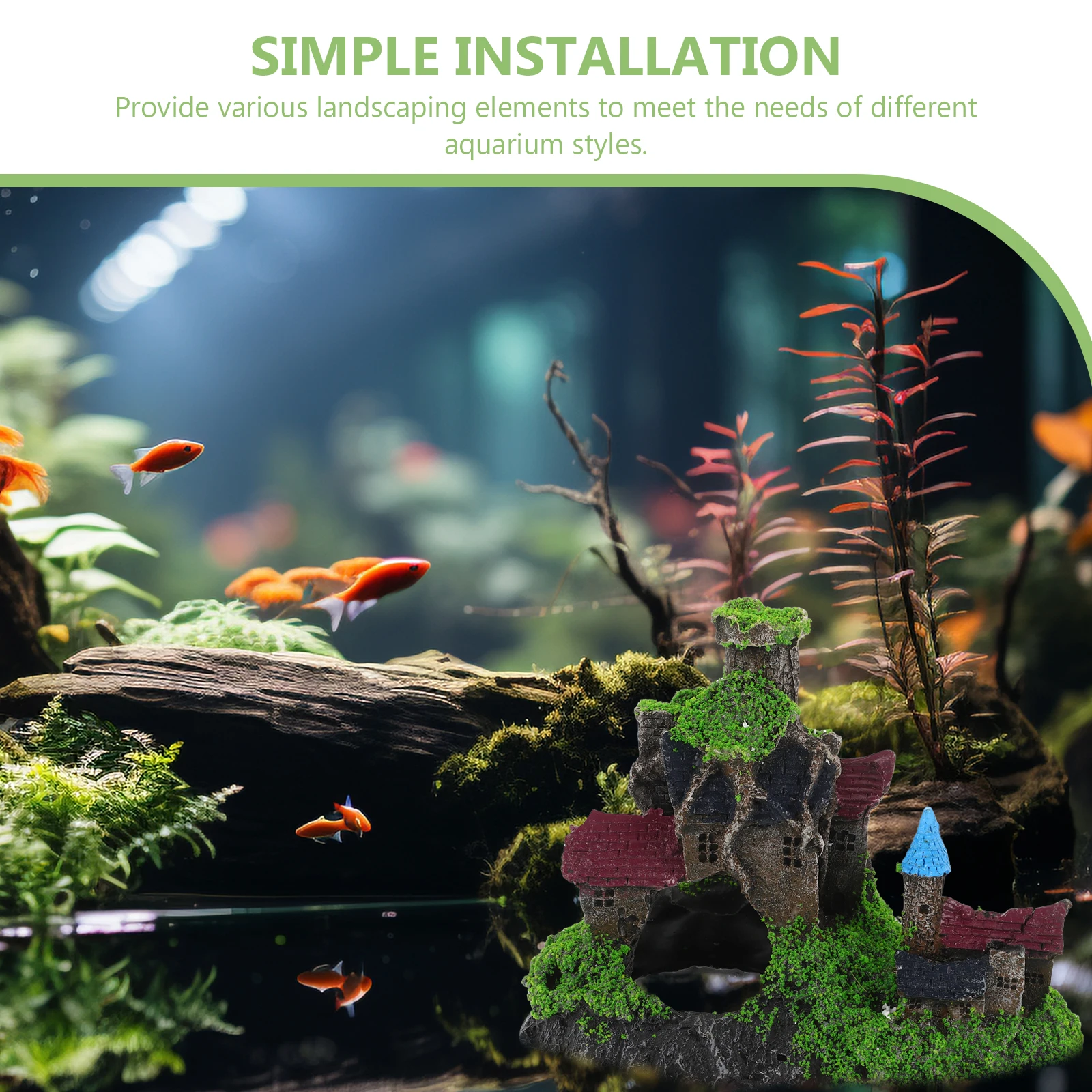 

Resin Decoration Fish Resin Castle Fish Tank Decoration Home Desktop Landscape Ancient Castle ornaments for Tank