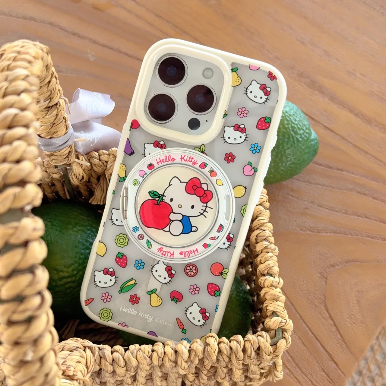 

Cute Cartoon Sanrio Hello Kitty Transparent Magnetic Bracket Mobile Phone Case for IPhone 16ProMax 16 15 14 13 ProMax Phone Case