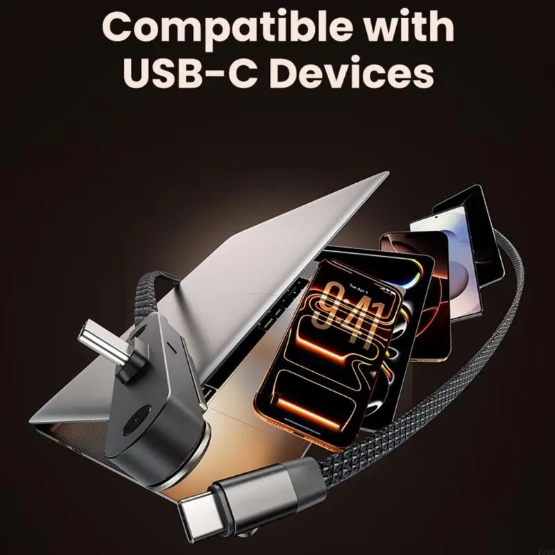 240W Fast Charging Type C Cable With Zincs Alloy Stand And Braided Design For Quickly Power Delivery F19E