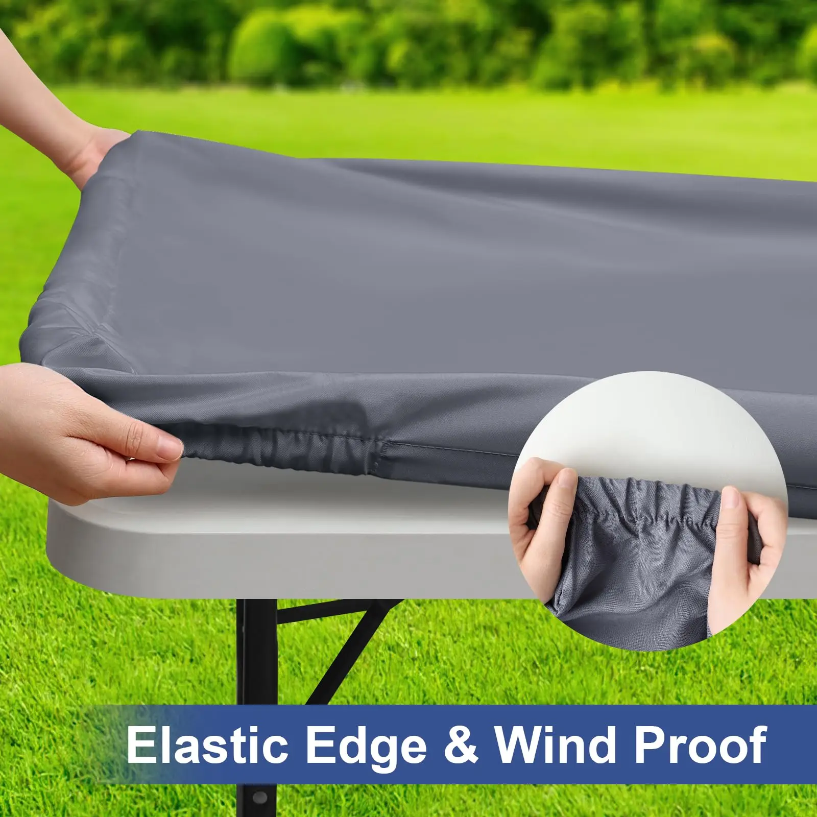 Homaxy مستطيل الجدول يغطي البوليستر مطاطا المجهزة حامي الطاولة للعشاء في الهواء الطلق نزهة التخييم مفارش المائدة للماء