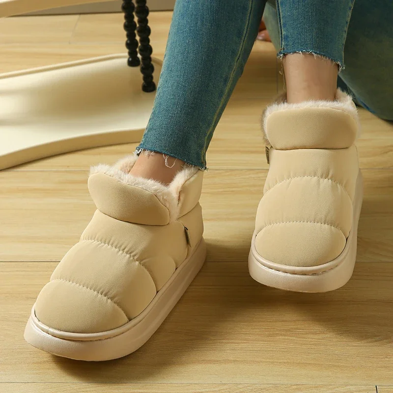 Robuste Plateau-Wasserdichte Schneestiefel für Damen Winter 2026 Rutschfeste, Verdickte, Lange Plüsch-Warme Knöchelstiefel, Baumwollgepolsterte Schuhe – Detail 4