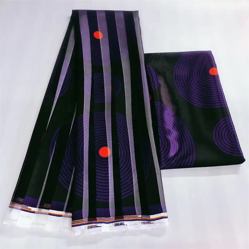 Afrykańska tkanina satyna jedwabna, nigeryjska tkanina z organzy, 6 jardów na sztukę, gorąca sprzedaż. (OP-08-38