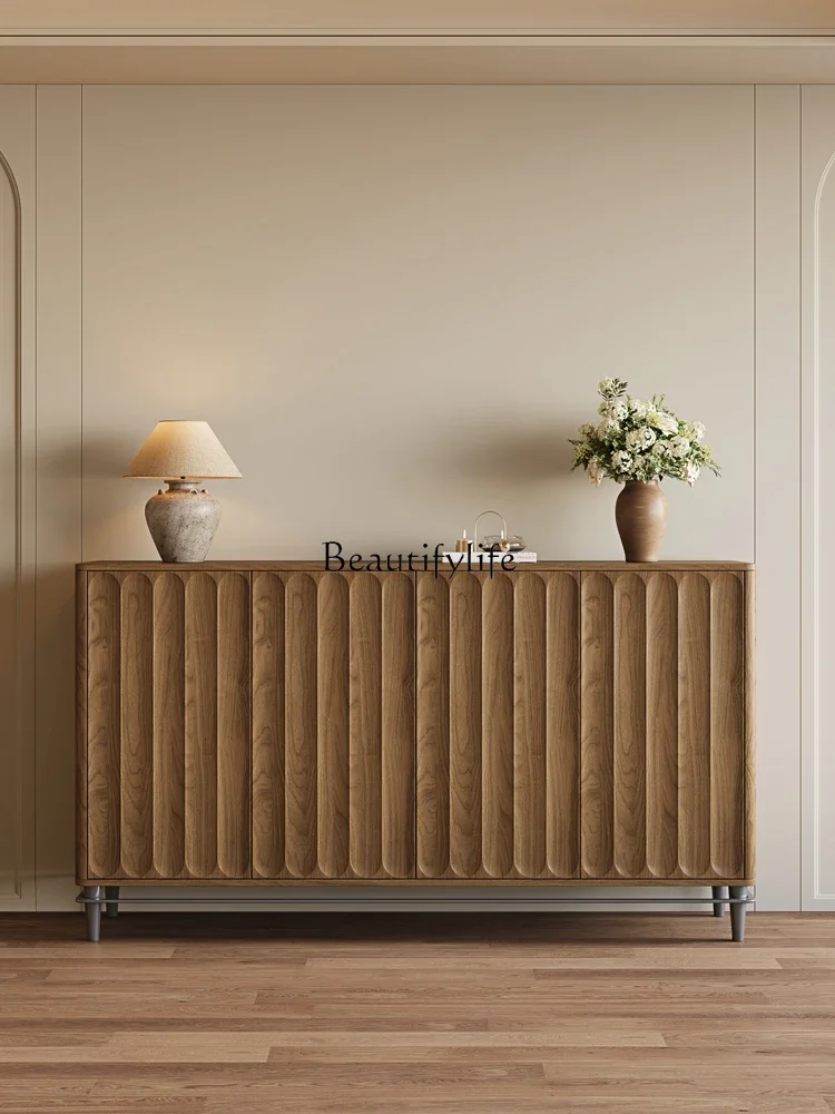 

LJY*All solid wood medieval style walnut partition cabinet retro new Chinese villa living room locker