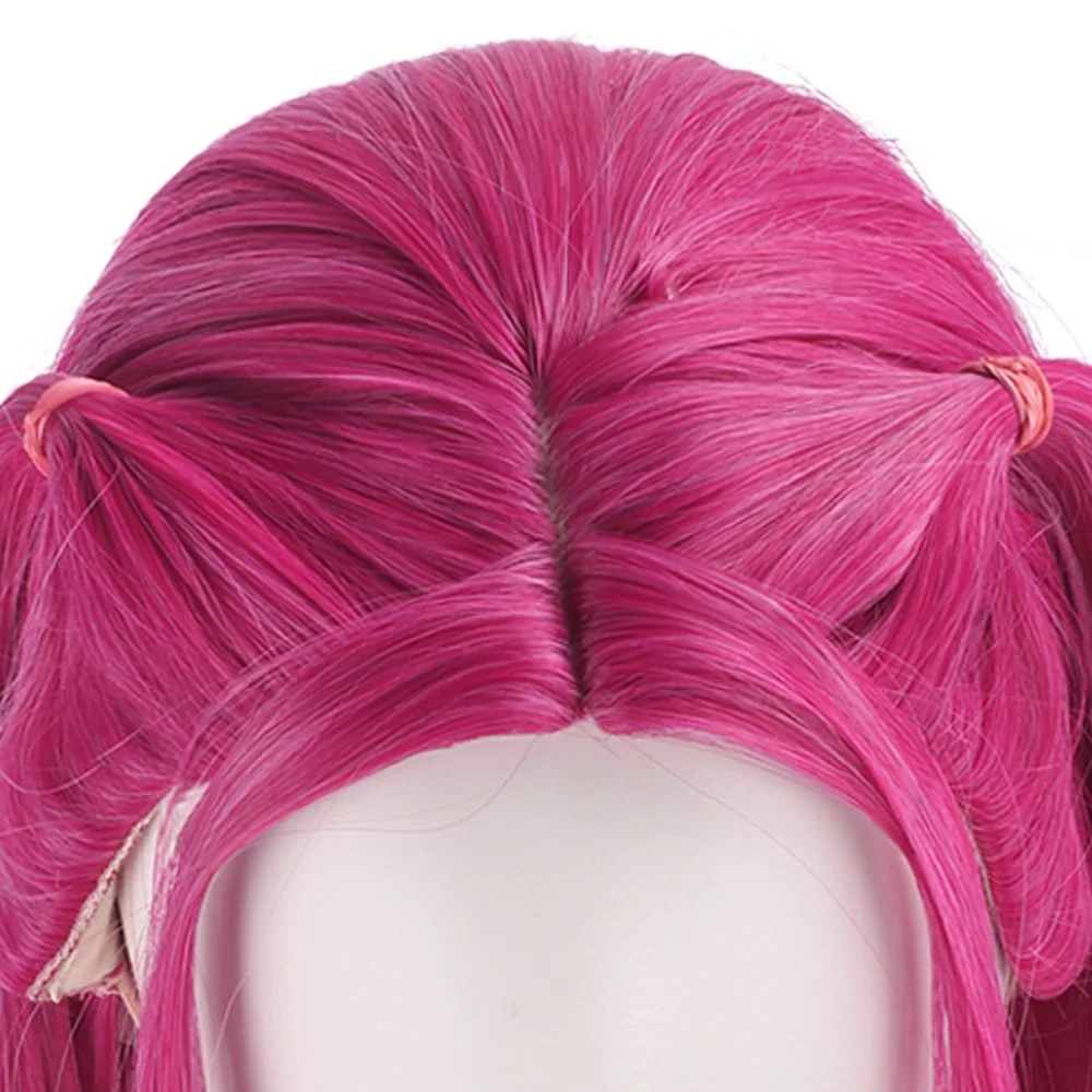 Rozerode pruik, populaire pruik voor Koreaanse popmuziek, anime-cosplaypruik voor kinderen, geschikt voor Halloween-kostuumfeesten
