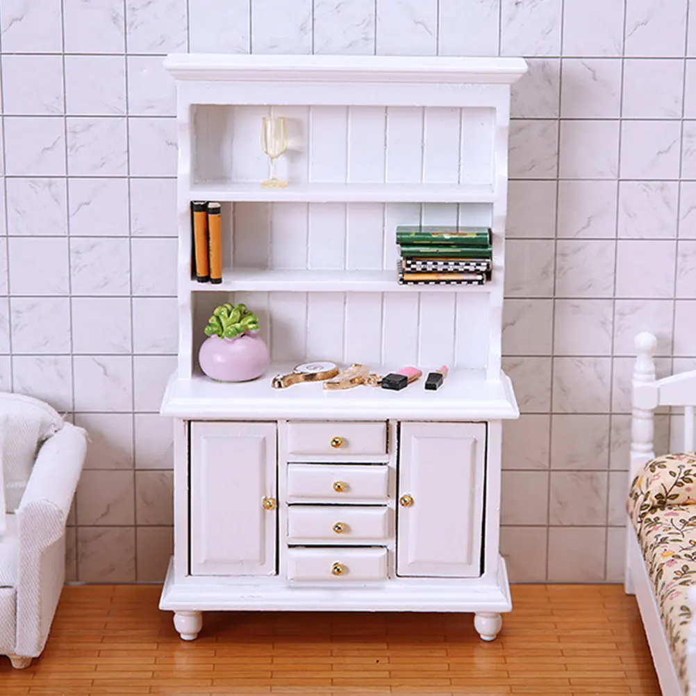 

High Quality Birch Mini House Decor Accessory Multifunctional Wear Resistant Mini Cabinet for Bedroom Ornament and Landscaping