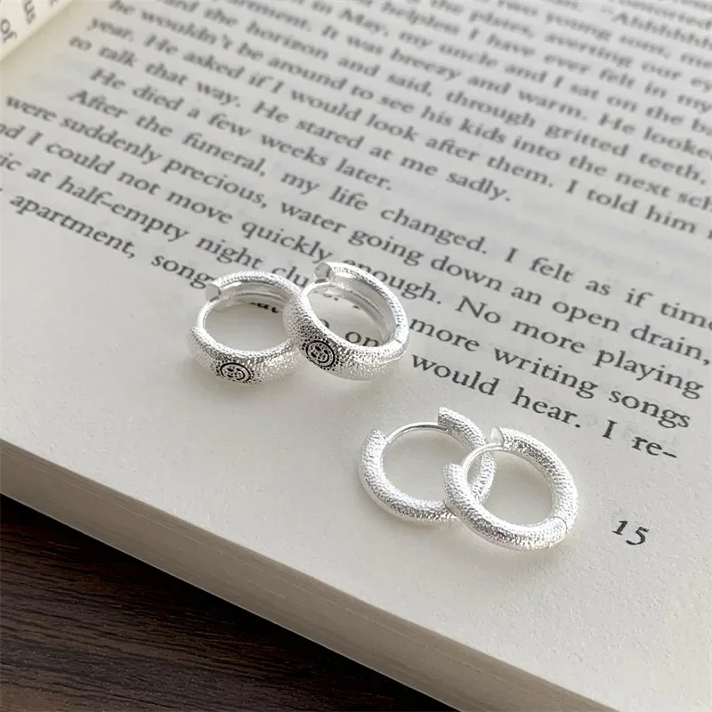 925 Sterling Silver Hot Sale Korean Smile hoop Earrings Simple Temperament Exquisite Hot Semale Sexy Jewelry Gift