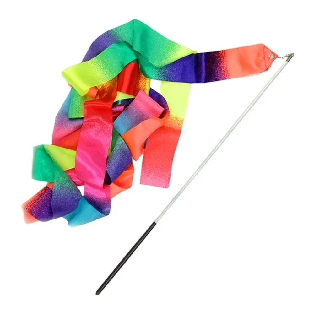

Twirling Rod Gymnastics Ribbons Gradient Colors Professional Ballet Streamer Rhythmic 2m 4m Dance Ribbon Performance Props