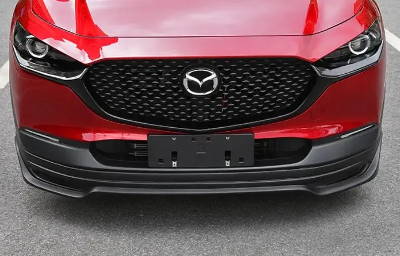 High Quality ABS Black Front Lip + Rear Diffuser + Spoiler + Side Skirt+Racing Grills Cover For Mazda CX30 CX-30 2020-2022