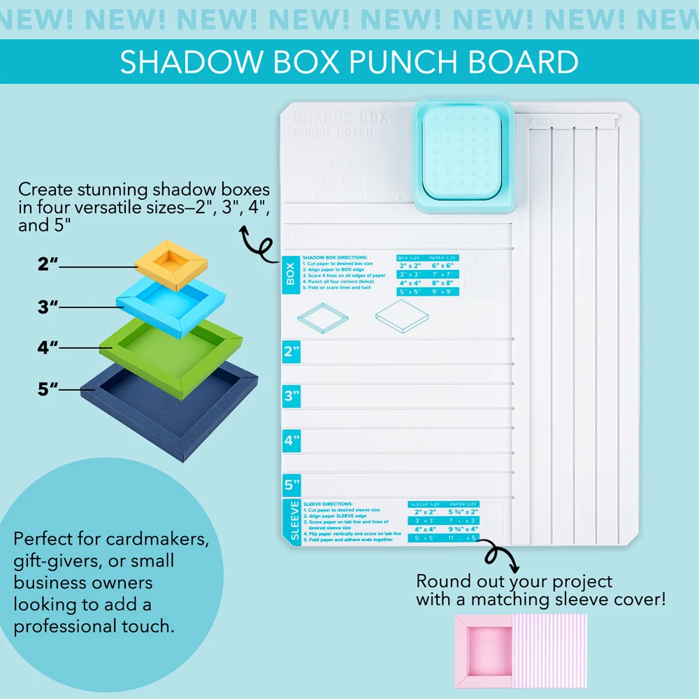 

Shadow Box Punch Board for DIY Making Shadow Boxes and Sleeves For Crafting 3D Cards Jewelry Displays Scrapbook Gift Box