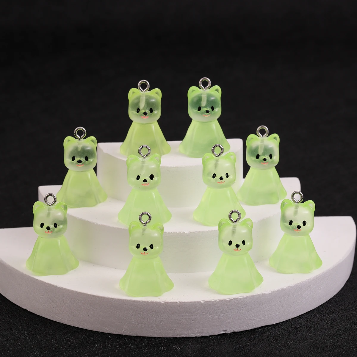 10pcs Cute Dog Face Resin Charms Luminous Animal Pendants for DIY Jewelry Making Handmade Keychain Earring Necklace Accessories