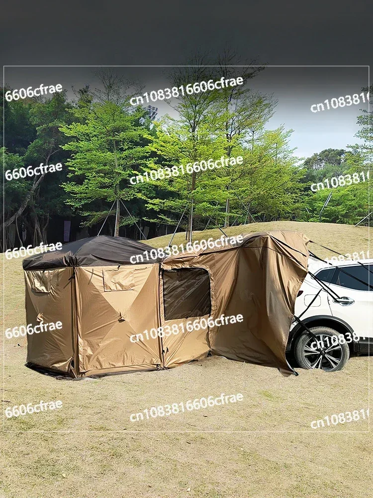 Outdoor Automatic Quick-opening Mosquito-proof and Rainproof Double-door Hexagonal Tent 4-6 People  Rear RV Side Tent