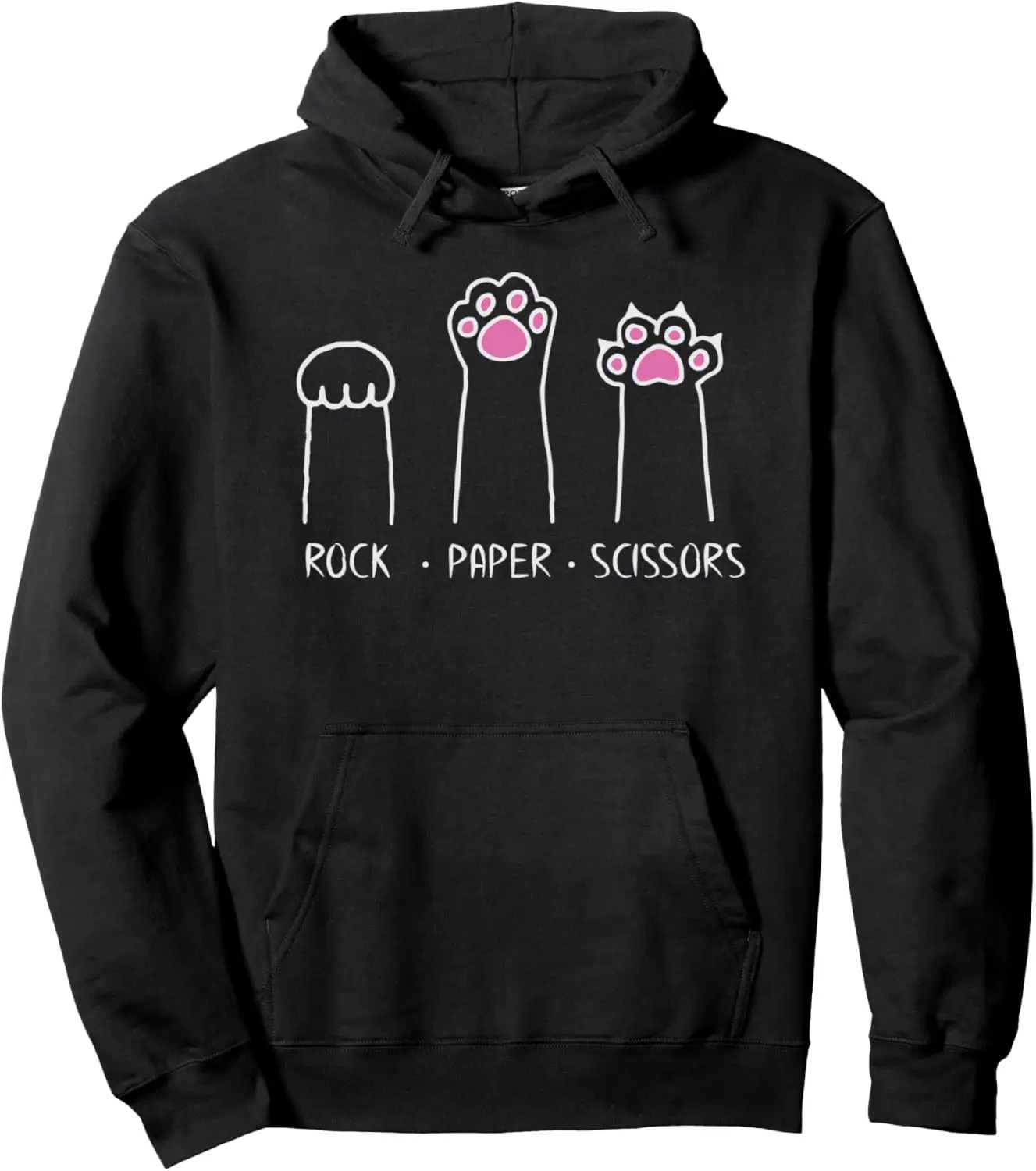 Rock Paper Scissors Cute Paw Hand Game Funny Cat Pullover Hoodie Unisex Autumn Streetwear Hoodie Customizable Sweatshirt