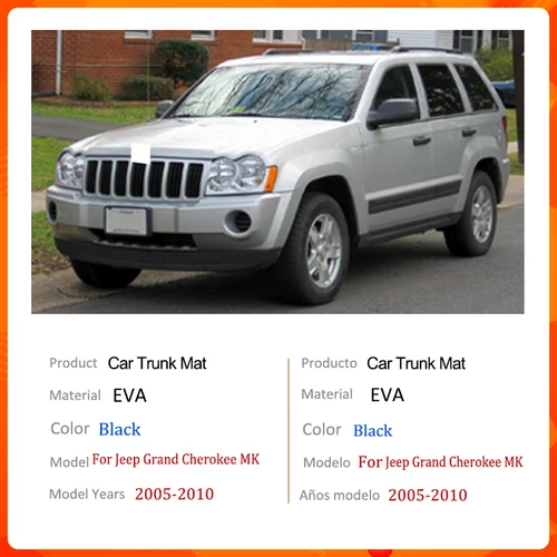 Imagen 2 del producto Alfombrilla de maletero para Jeep Grand Cherokee WK 2005-2010, forro de carga trasero, antideslizante, accesorios interiores, Almohadillas protectoras impermeables para equipaje