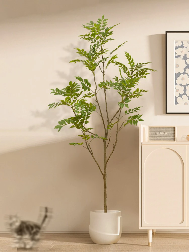 

Искусственное растение в горшке для гостиной, имитация деревянного напольного кашпо, роскошный декор, имитация зеленого растения, украшение в стиле бонсай
