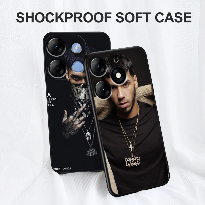 Black tpu Case For TECNO SPARK GO 10 PRO 10C CAMON 20 PRO POP7 6C POVA5 Cover Anuel AA Real Hasta La Muerte