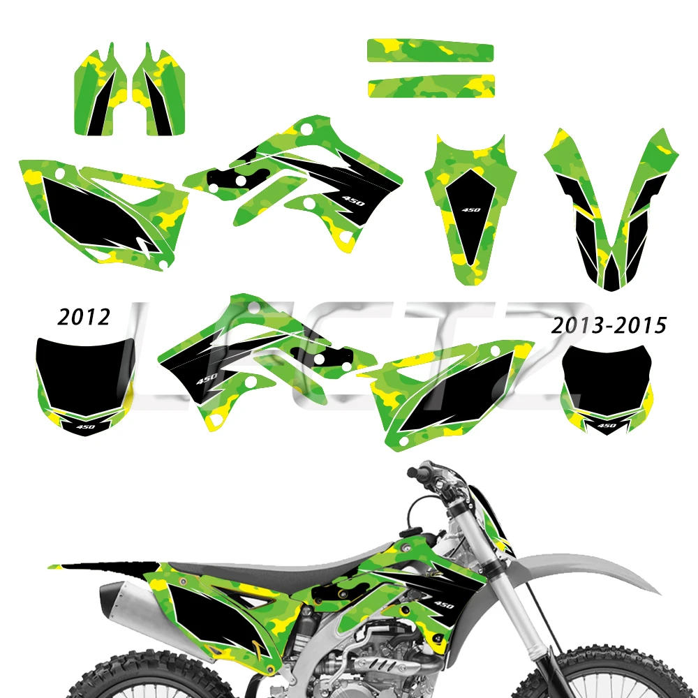 Personalized Graphics Background Decals Stickers Fit for KAWASAKI KXF 450 KX 450F KX450F KXF450 2012 2013 2014 2015 Motorcycle