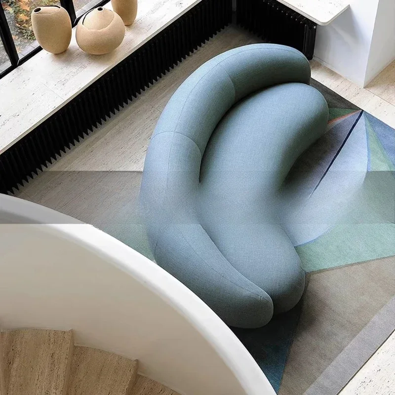 Sofa, living room curved banana shape, fabric art multi-person