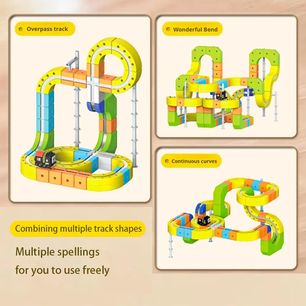 3D Magnetic Train Track Set Electric Anti-Gravity Rail Car Toys No Derail Kids Building Block Vehicle Gift For Children Boy Girl