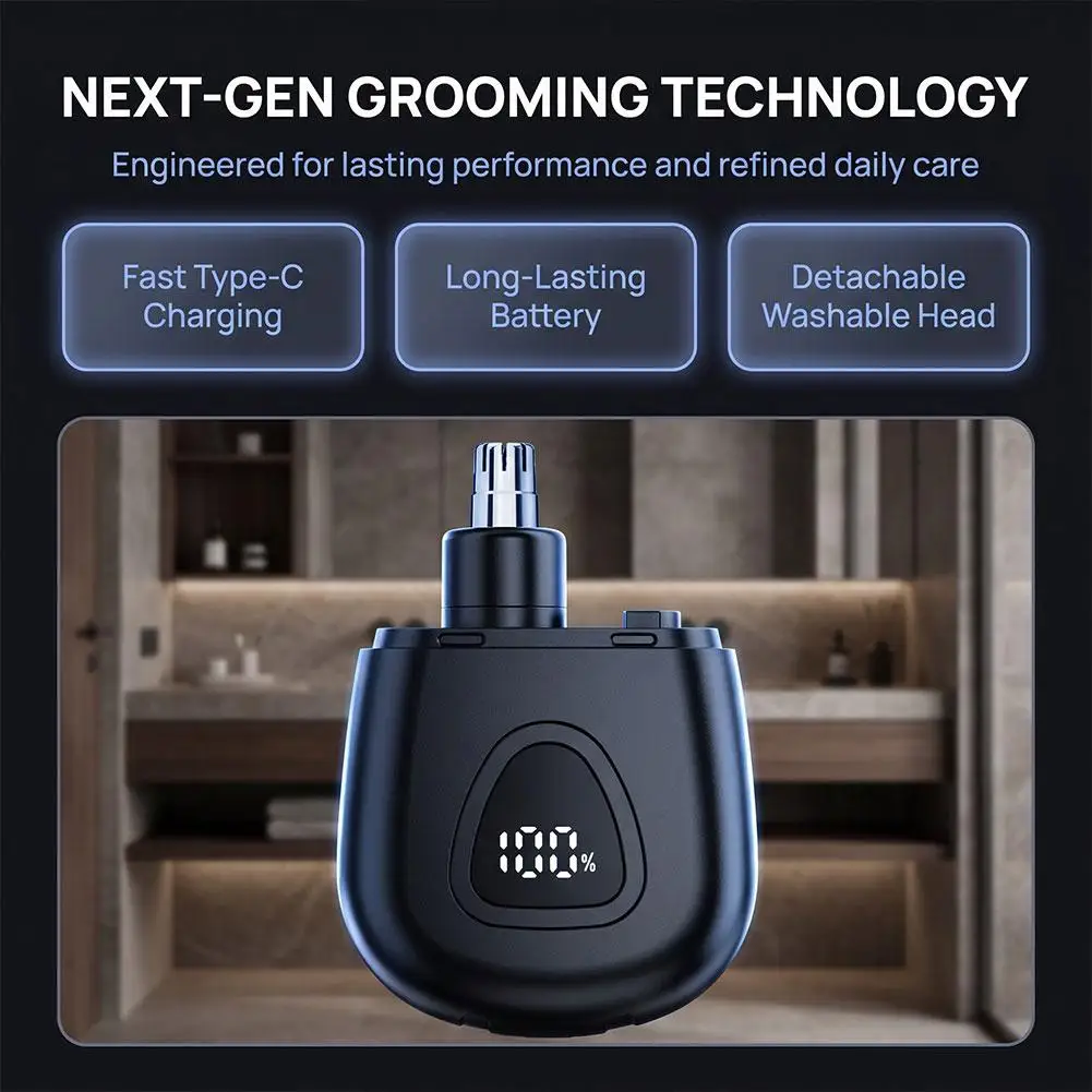Electric Nose Hair Trimmer With LCD Display Portable Rechargeable Detachable Washable Nose Hair Repair Device USB Charging