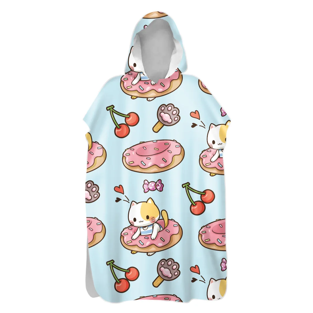 Poncho Double Face Velvet Hooded Wearable Towel Quick Dry Bathrobe Kids Adults Swimming Beach Diving Camping Travel Wrap Cape