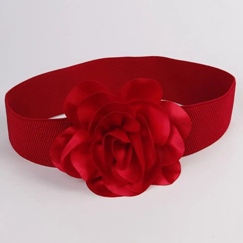 Cinto elástico largo clássico casual feminino, cós de flores grandes, senhoras vestem cummerbands, faixa de cintura