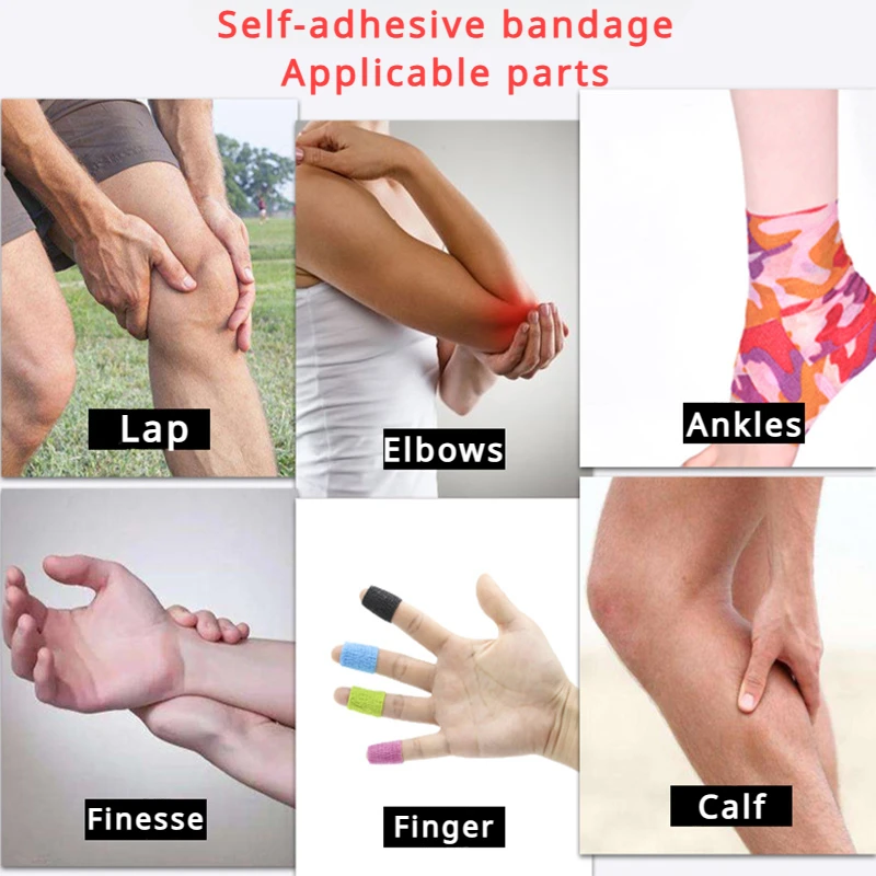 10 pcs Colorful Sports Self Adhesive Elastic Bandage Wrap Tape Elastoplast For Knee Pads Finger Ankle Palm Aid Kit Pet Tool Warm