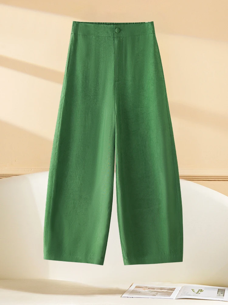 패셔너블 캐주얼 팬츠 여성용 여름 2025 신상 슬림핏 루즈핏 와이드 레그 팬츠 피부 커버