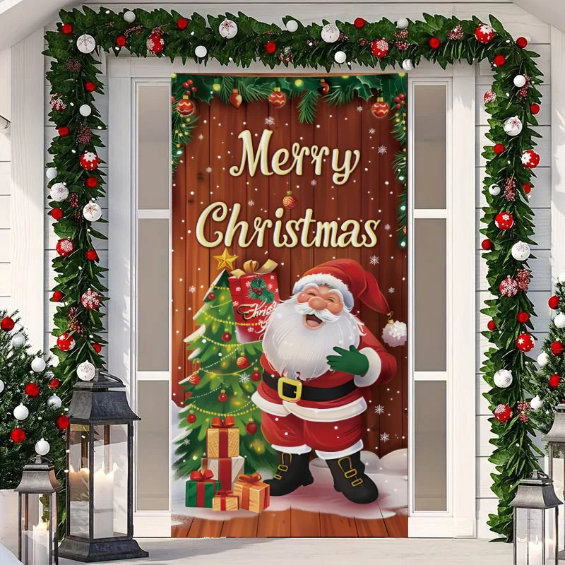

Santa Claus Giving Gifts Theme Christmas Decoration Door Cover, Suitable For Home And Party