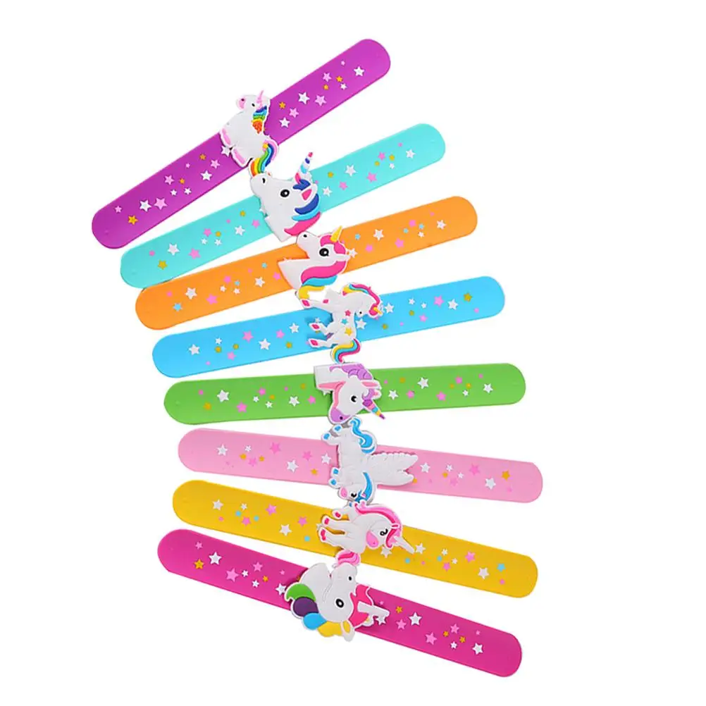 

12 Pcs Silicone Slap Bracelet Kids Gifts Party Favor Wristbands Unicorn Safe Material Wrists Birthday Prizes Student