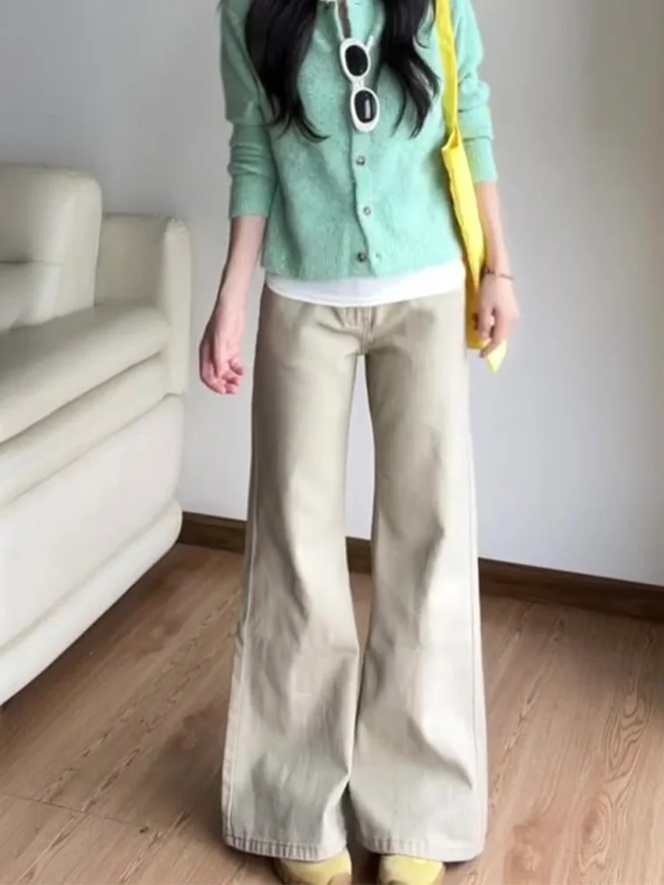 

Джинсы-колокольчики с высокой талией, свободные джинсы, женские джинсовые брюки, американские осенние морские брюки больших размеров, широкие брюки