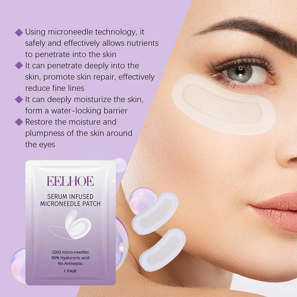 1/2/3PCS Microneedle Collagen & Hyaluronic Acid Eye Patch Smoothing & Moisturizing Under-Eye Care