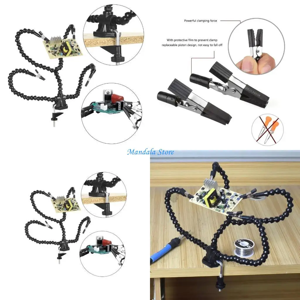 

U2JC Professional Helping Hands Soldering Third Hand Tool 3 Flexible Gooseneck Arms