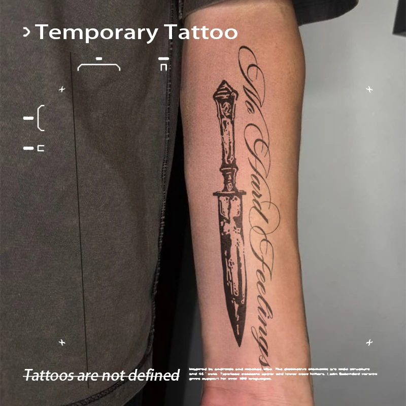 

Временная татуировка-наклейка «Без жестокости» с изображением кинжала, на основе травяного сока, водостойкая, для мужчин и женщин, на руку, в готическом стиле, для боди-арта и декора
