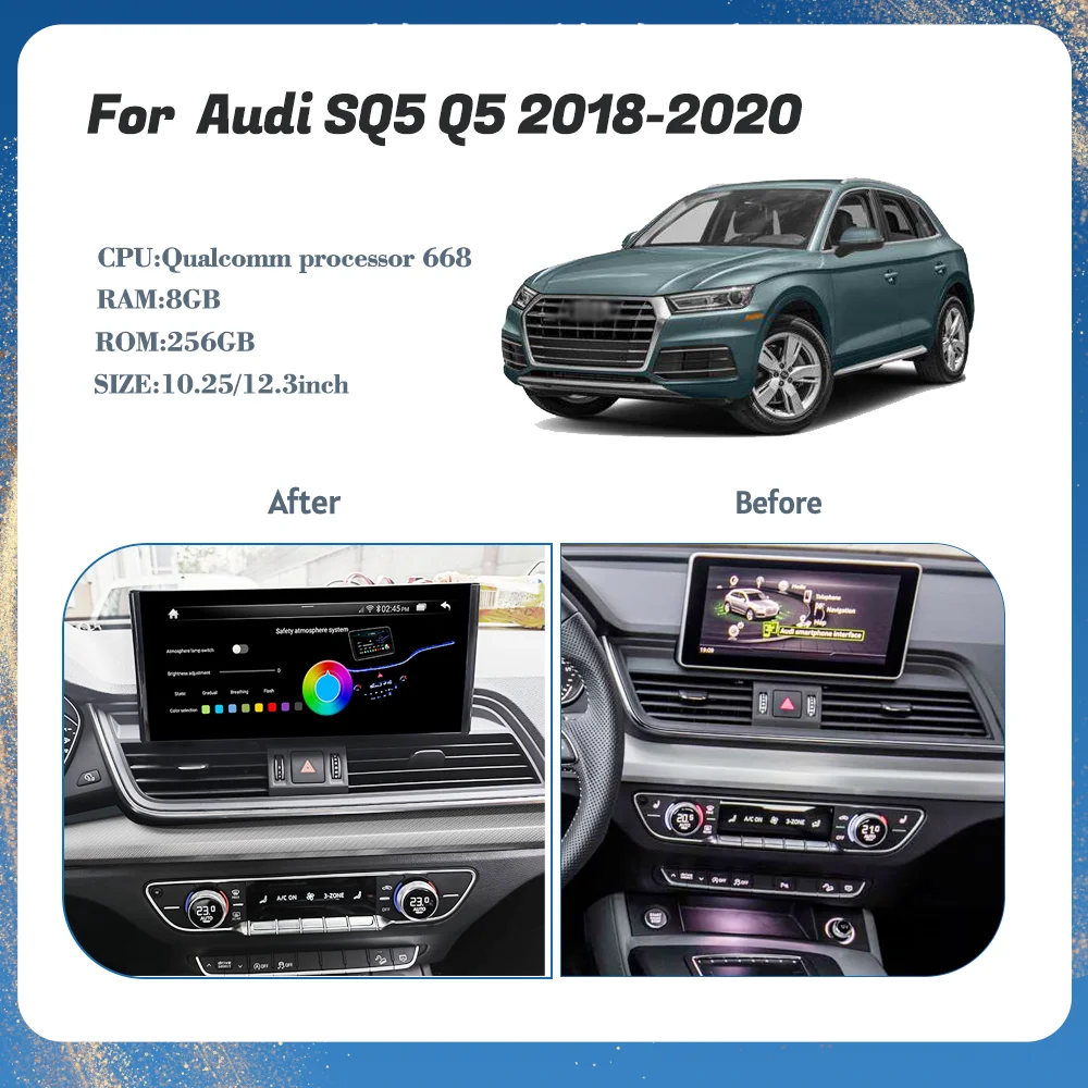 Android 13 All-in-One Car Radio For AUDI Q5 2018-2020 GPS 12.3inch Navigation Wireless Carplay Stereo DSP