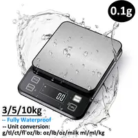 Báscula de cocina electrónica Digital de 3/5/10kg, 0,1g, pantalla LCD, herramienta de medición de acero inoxidable totalmente impermeable para hornear