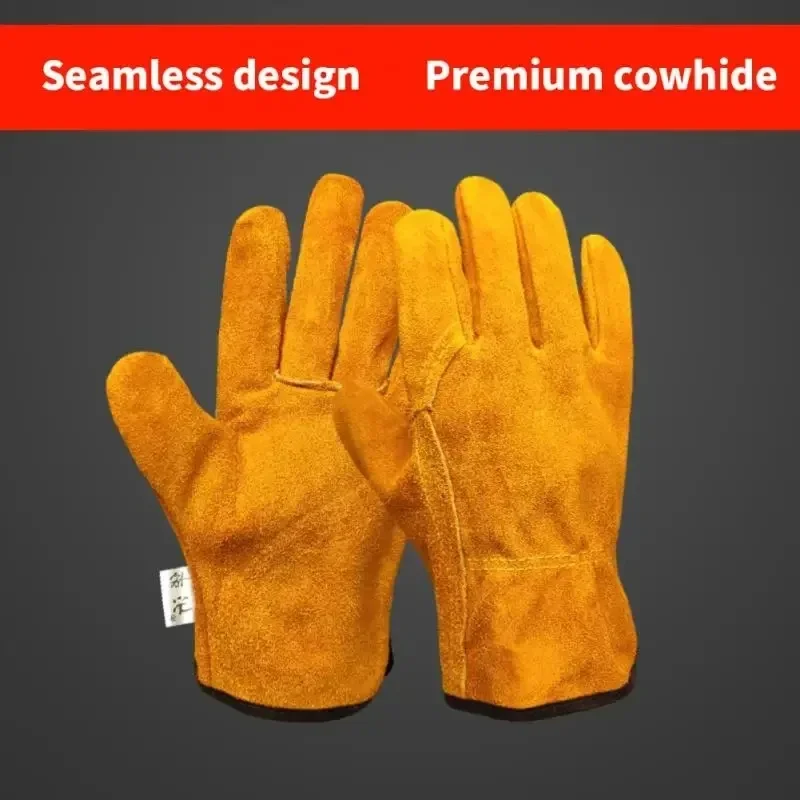 Men Work Gloves Soft Cowhide Driver Hunting Driving Farm Garden Welding Security Protection Safety Mechanic Glove