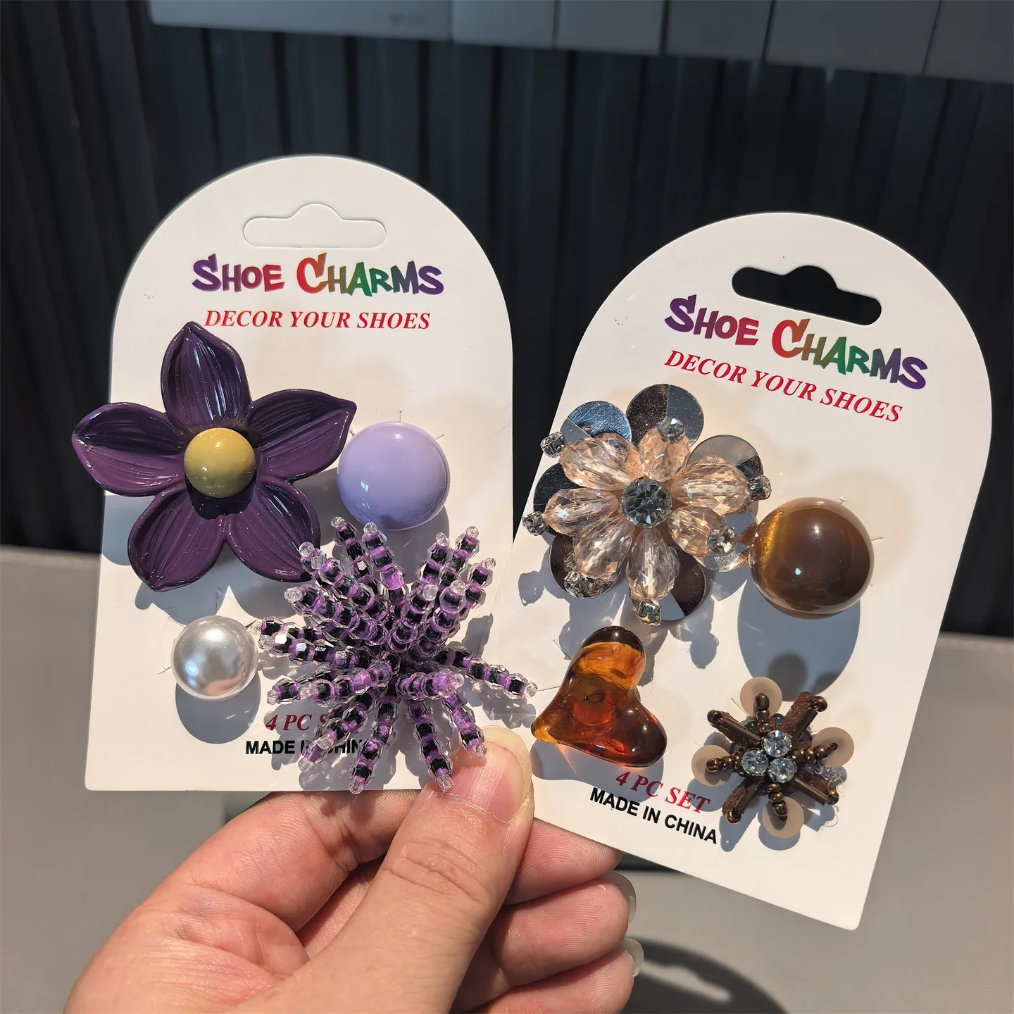 Clog Shoe Charms Korean Style Dopamine Beaded Crystal Ballet Detachable Buckle Card Mounted Accessories Colorful Lightweight