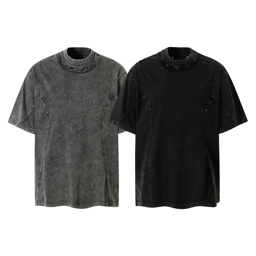 

Hip Hop Mens T-shirts Y2k Streetwear Washed Distress Patchwork Tops Tees Summer Fashion Casual O-neck Short Sleeve T Shirts Male