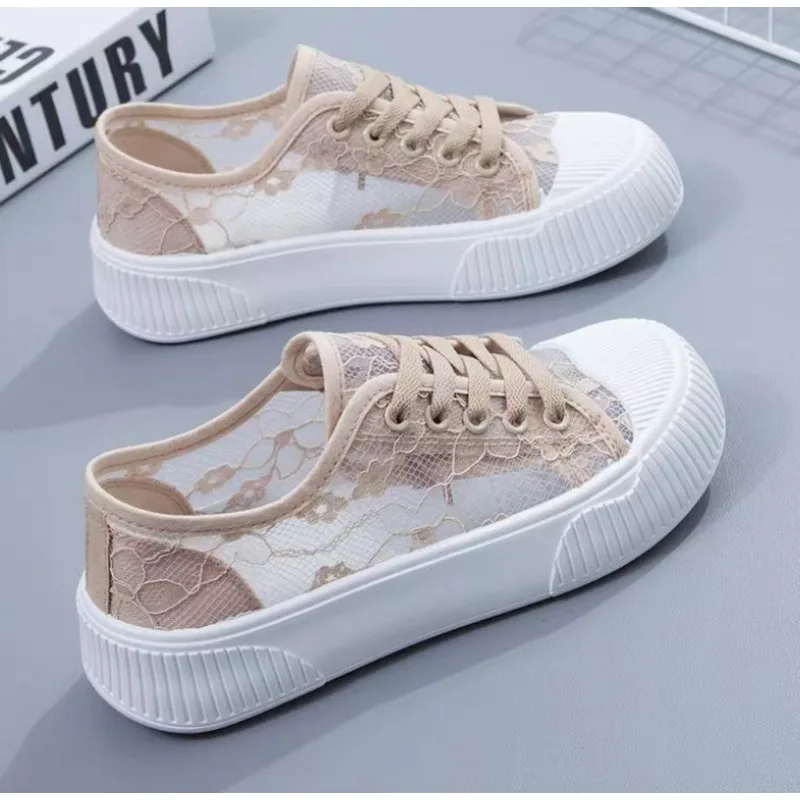 Summer Cleanly Little White Shoes Women New Lace Breathable Dress Fashion Casual Sports Board Shoes Sneakers Women Zapatos Mujer