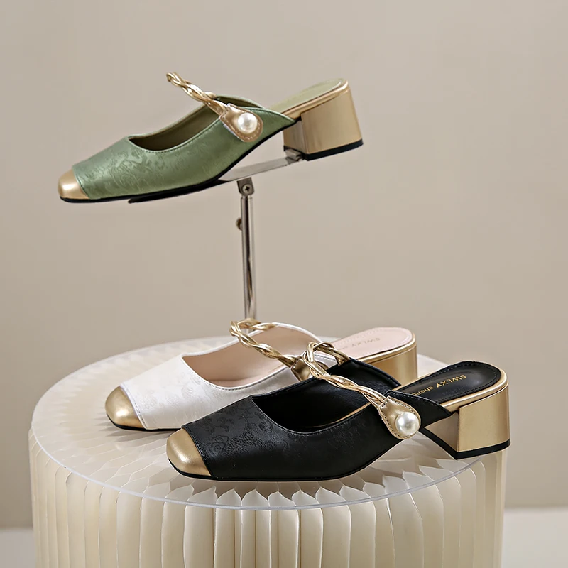 

Элегантные женские туфли без шнуровки в китайском стиле, летняя мягкая сказочная верхняя одежда, сандалии Мэри Джейн на плоской подошве, шелковая верхняя резиновая подошва